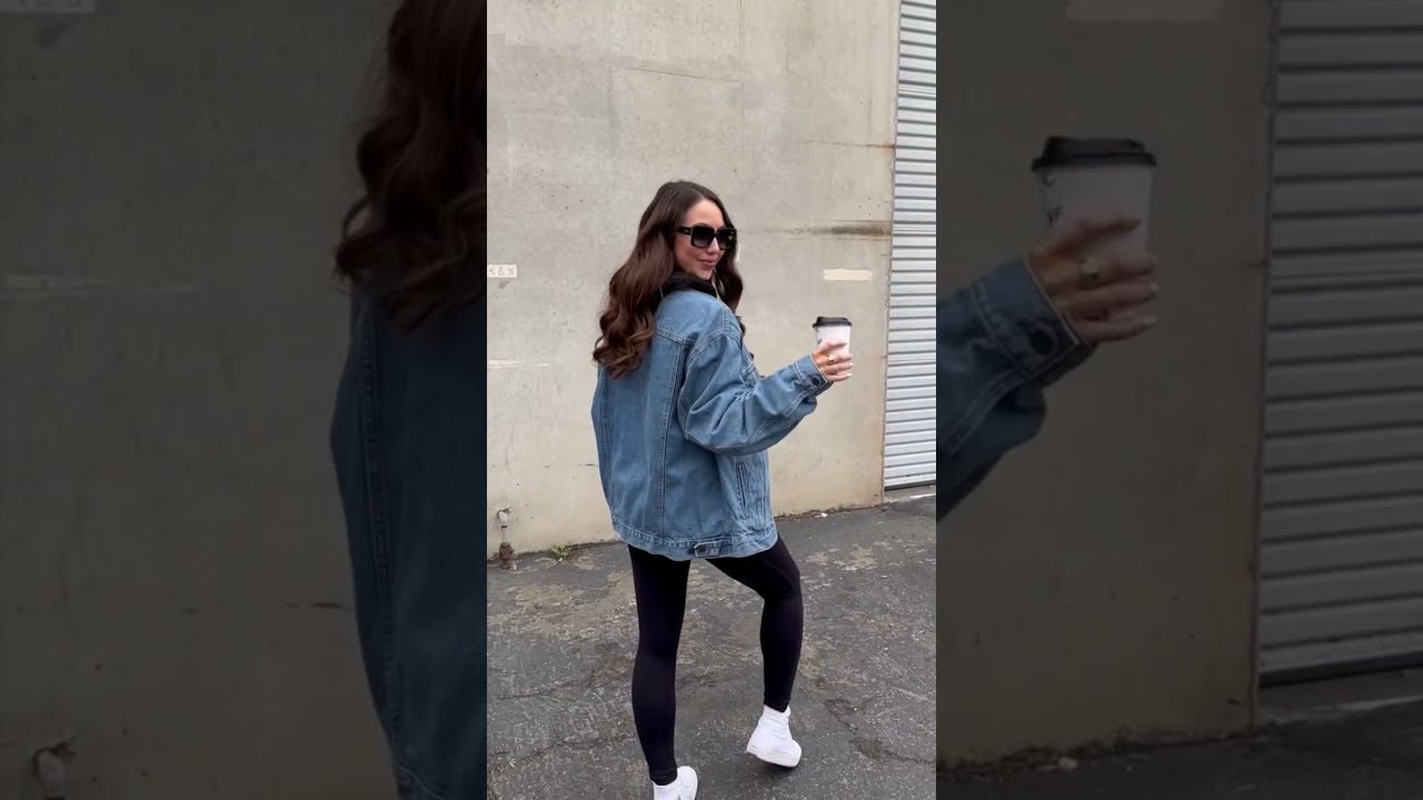 Oversized denim trucker jacket casual outfit! #casualoutfits #denimjacket