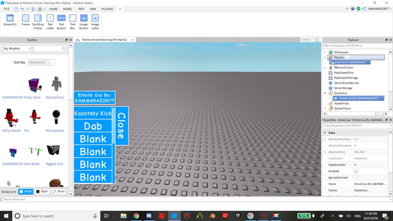 Emote Gui Tutorial Gammarazor Youtube - emote script in roblox studio