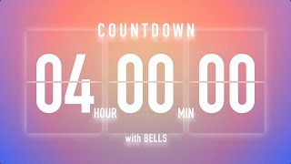 4 Hours Countdown Timer Flip Clock / + Bells 🔔🌅