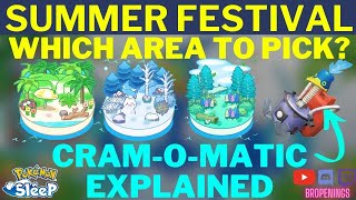 Summer Festival - Which Area to Pick? + Cram-o-matic Explained #pokemonsleep