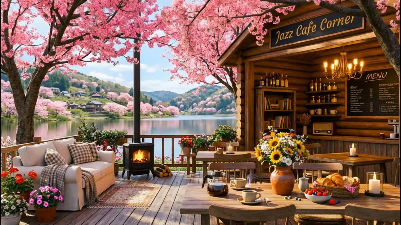 Spring Coffee Hour Spring Coffee Shop Ambience 🌸 Chill April Morning with Smooth Jazz ...
