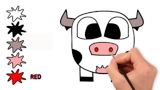 ClipArt Share Coloring Pages - Cow - Learn Colors and Animals