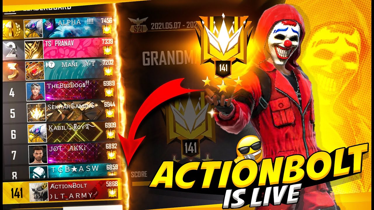 Push To Top 1 Grandmaster Rank push with Actionbolt - Garena Free Fire ...