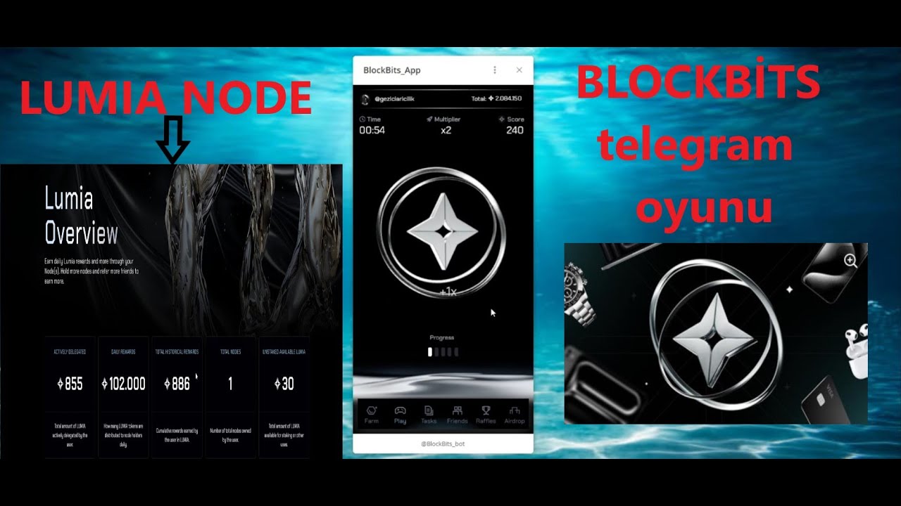 LUMIA projesinin desteklediği BlockBits Telegram oyunu. Lumia node