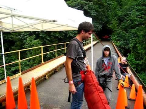 Aaron Pacific NW Bridge Bungee Jump handstand