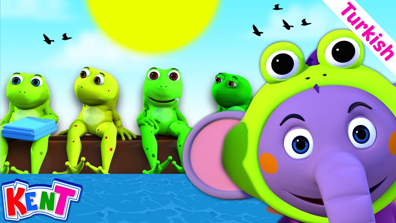 ⁣Beş benekli kurbağa | çizgi film | çocuk şarkıları | Bebek şarkıları | Sevimli Fil Kent