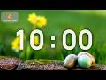 10 Minute Classroom Timer with Music | Spring Easter Daffodil Field — NO LOUD ALARM