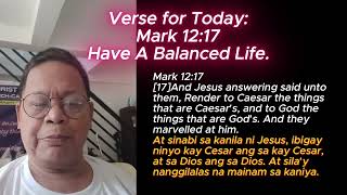 Verse for Today Mk12V17 Have a Balanced Life 2026 June 19