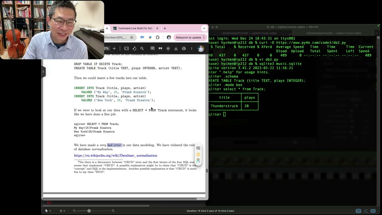 15-4. Python SQLite: primary key, foreign key between tables