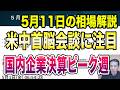 5月11日（月）米中首脳会談に注目！国内企業決算ピーク週！