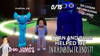 Rainbow friends NO LOCKER, NO CROUCHING challenge with BLUE AND CYAN! Roblox gameplay