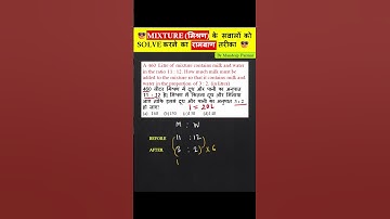 Mixture and alligation #Maths #ssc #shorts