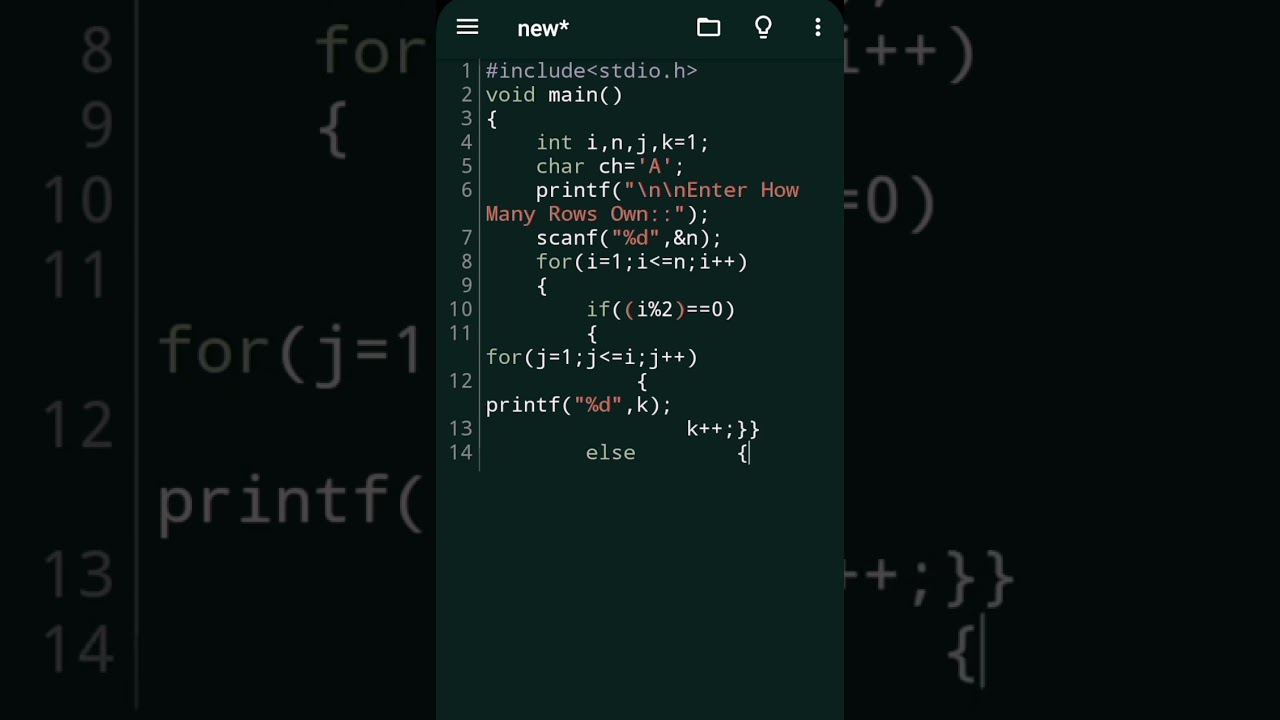 pattern using number and alphabets by coding 