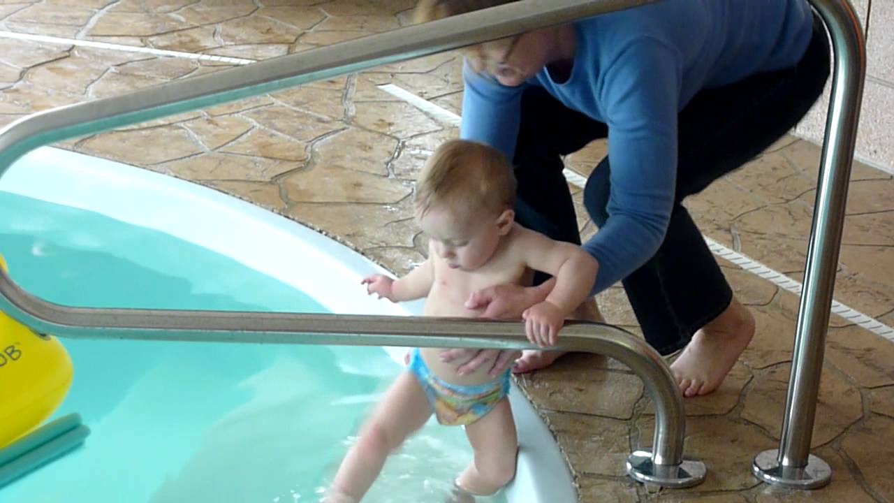 Nathan's 1st Dip In The Pool 2010 - YouTube