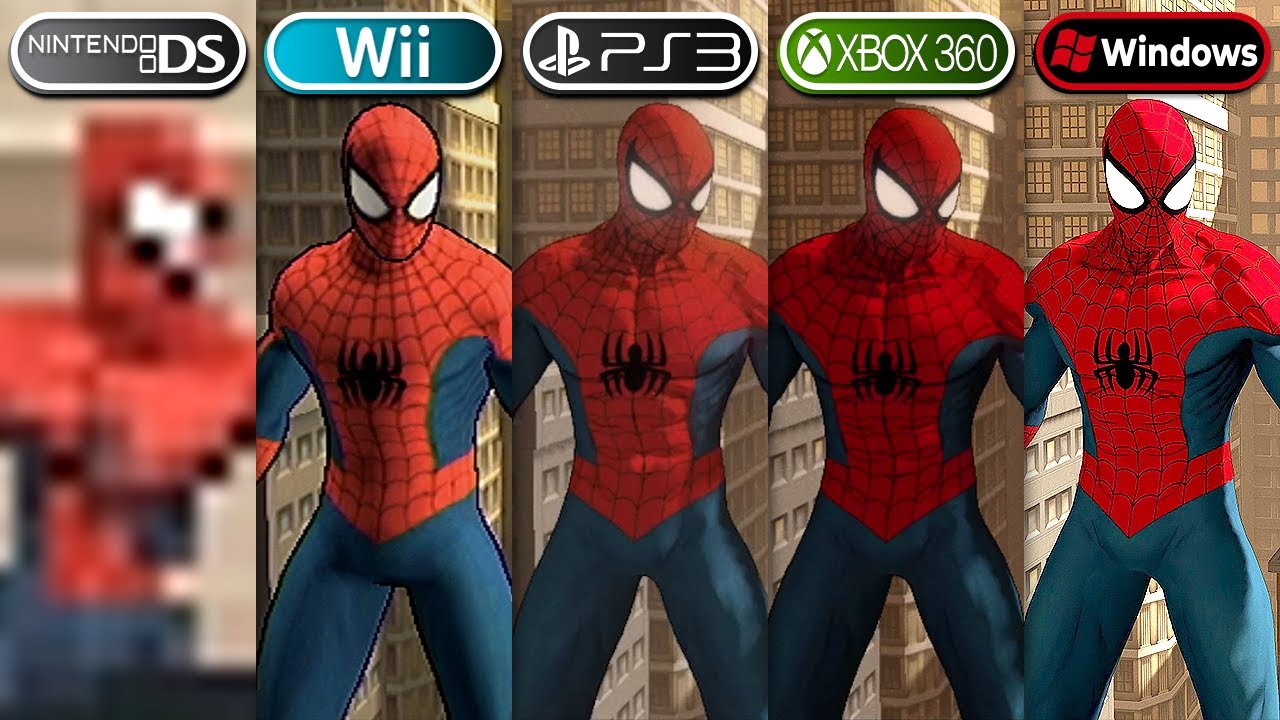 Spider Man Shattered Dimensions (2010) DS vs Wii vs PS3 vs Xbox 360 vs PC |  Graphics Comparison