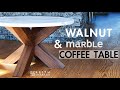 WALNUT X COFFEE TABLE with MARBLE TOP