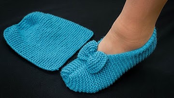 Comfortable knitted slippers on 2 knitting needles - easy and simple,even a beginner will handle it!