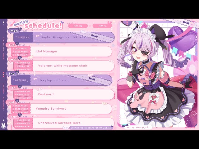 【WEEKLY SCHEDULE】Free Chatting for Any Marippets Here ^^【NIJISANJI EN | Maria Marionette】のサムネイル
