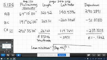 Traverse calculations for Latitude and Departures Review