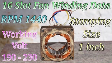 Rewinding 16 slot, 1440 RPM, Wall Fan/Table Fan Motor Winding Data in Hindi