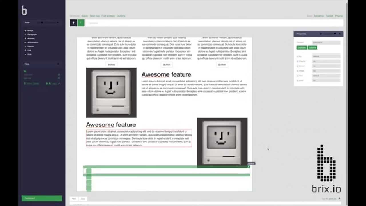 Brix.io - Interface Builder for Twitter Bootstrap - YouTube