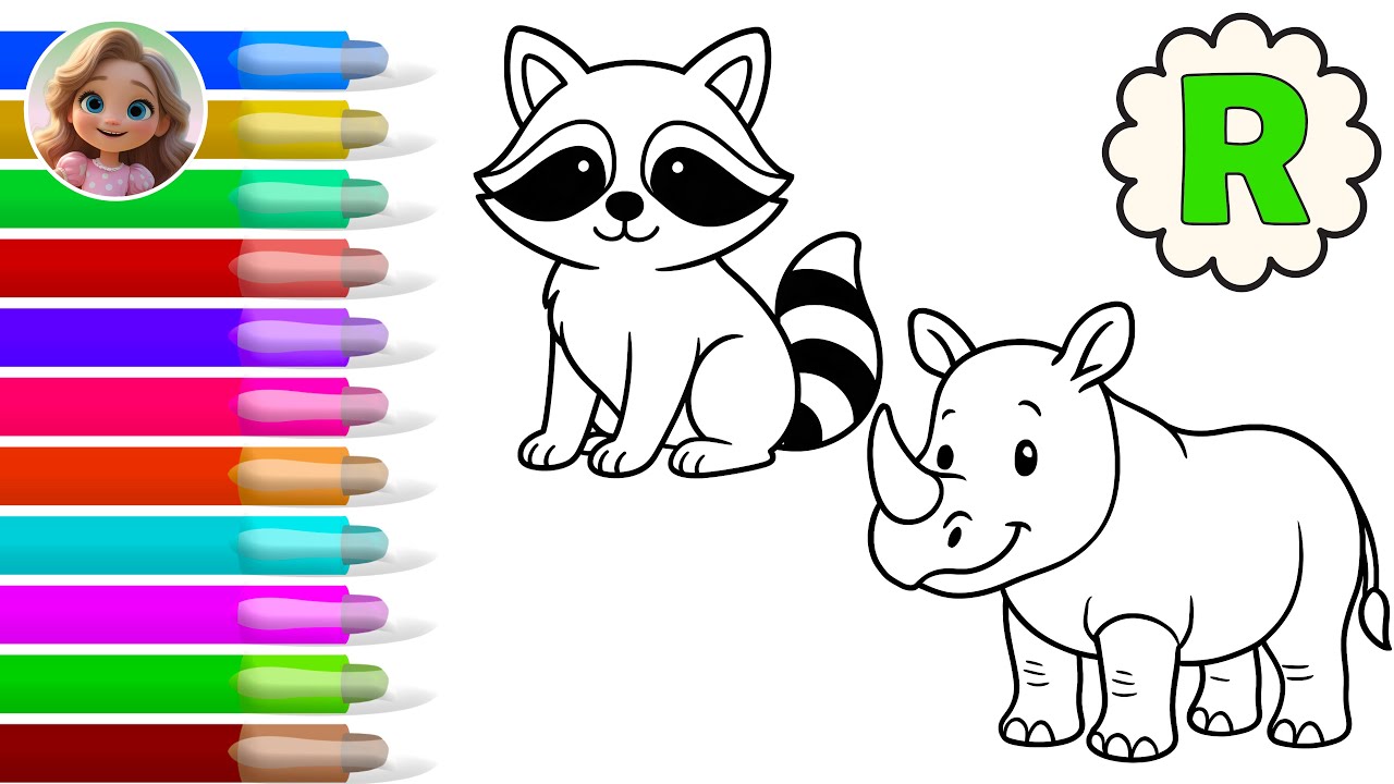 🎨🅰️ Learn the Letter R and Draw a Raccoon & Rhino! | Learn Colors & Fun ABC Learning for Toddlers!