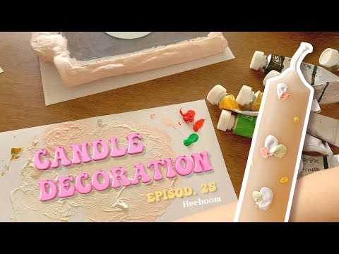 DIY Vlogㅣ트위스트캔들 망한 썰 (지점토도 망함) 아크릴물감으로 캔들 꾸미기. 인테리어 오브제만들기. 양초꾸미기. 유화. taper candle decoration.