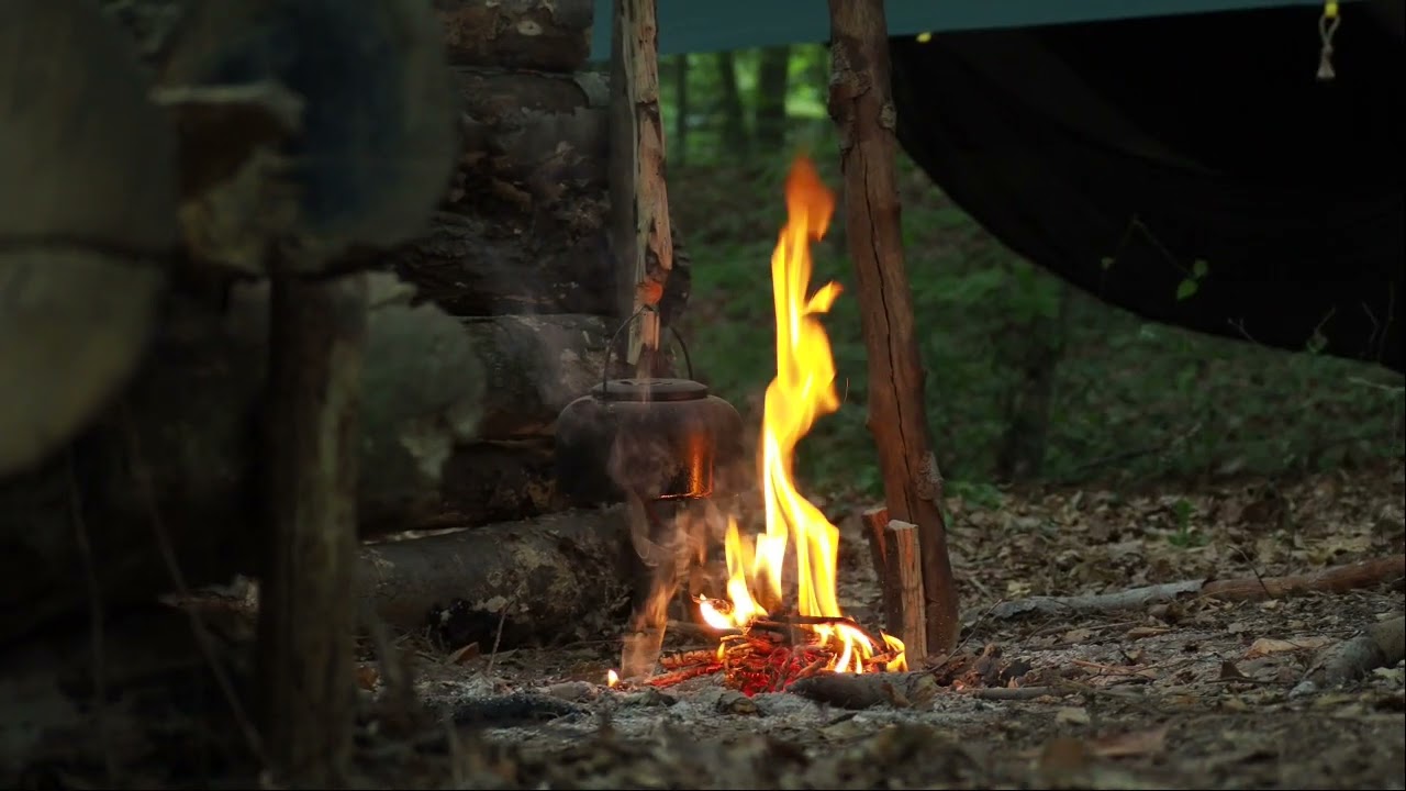 Lakeside Campfire with Relaxing Nature Night Sound (HD) 