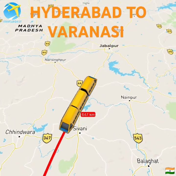 HYDERABAD TO VARANASI (12791) TRAIN JOURNEY maps trendingshorts 
