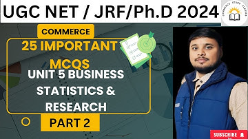 Most Important 25 MCQs Business Statistics  Part 2|| Research || UGC NET COMMERCE 2024 || UPHESC ||