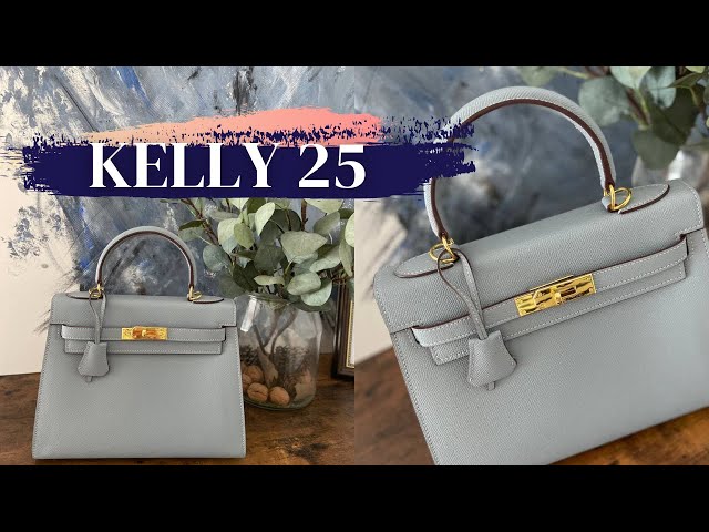 A BLEU GLACIER TOGO LEATHER RETOURNÉ KELLY 25 WITH GOLD HARDWARE