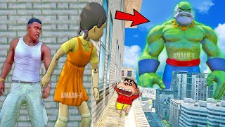 Franklin and Shinchan & Pinchan play HIDE AND KILL with Squid Game Doll In GTA 5