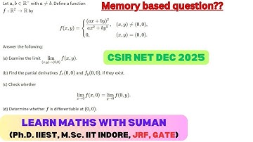 Memory based question (PART-15) Real Analysis CSIR NET MATH 18TH DEC 2025 PYQ #maths #csirnet2025 