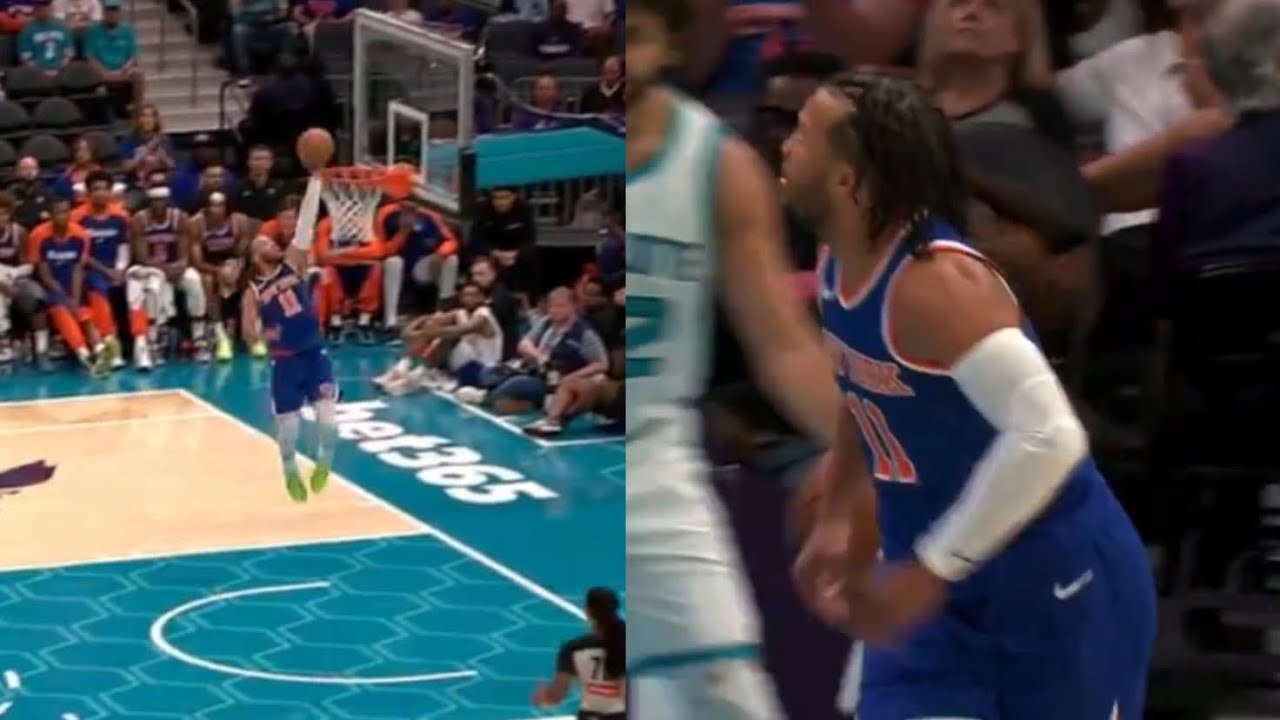 Jalen Brunson checked if the rim was 10 feet high after he dunked 😂