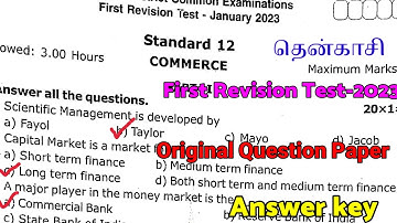 12th commerce First Revision Exam 2023 Answerkey - Tenkasi district English medium pdf-12th commerce