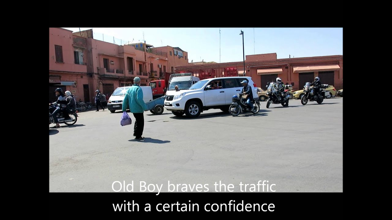 Travel video Morocco  traffic outside Jardin Majorelle
