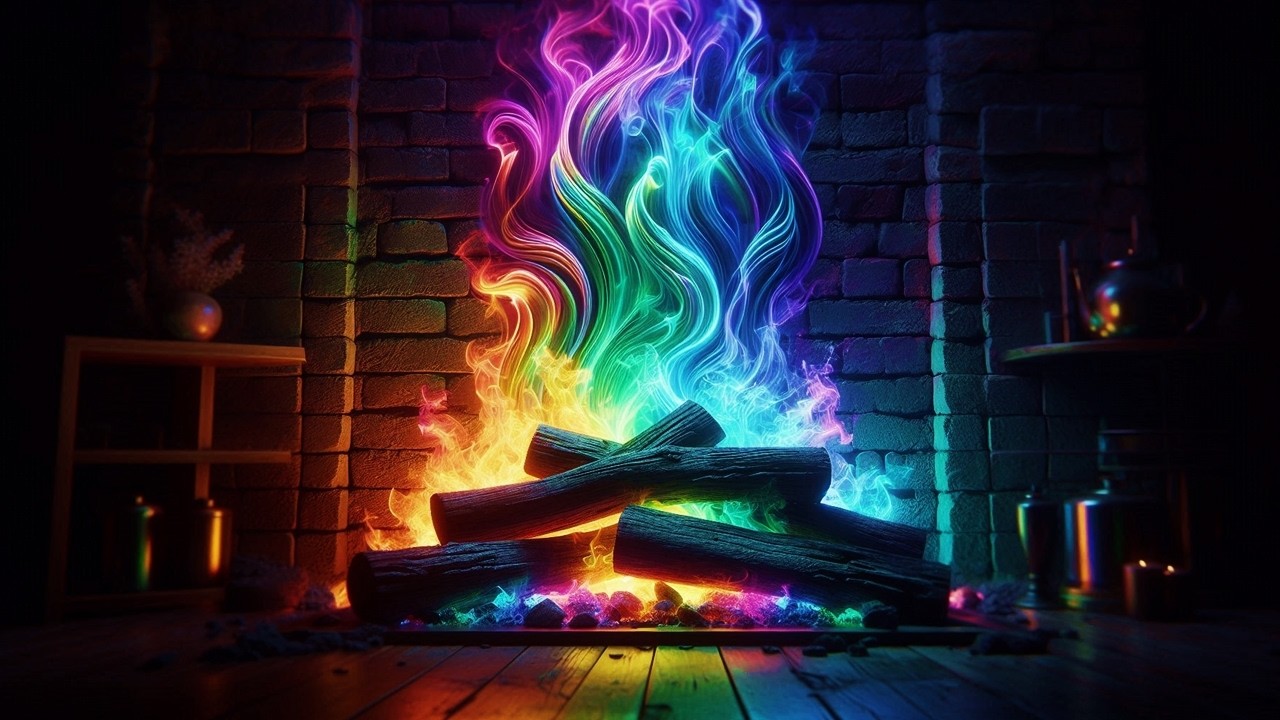 Beautiful Rainbow Fireplace Flames in 4K UHD! (12 HOURS) Magical Fireplace Must See!