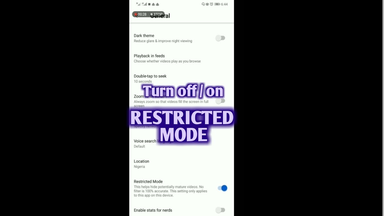 YouTube Unrestricted || Tutorial on how to switch on or off restricted mode