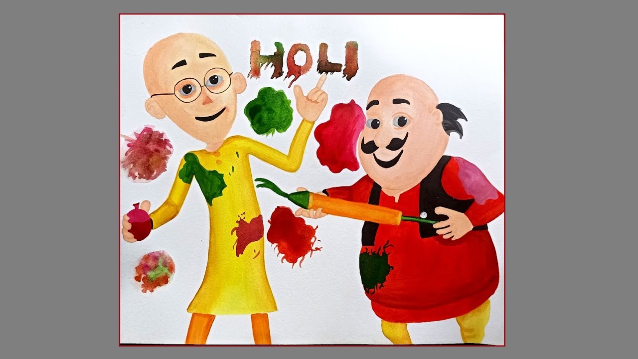 Holi special drawing // motu Patlu drawing