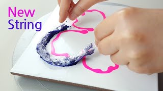 (585) New! Pull the crumpled plastic string | Easy Painting Tips | Fluid Acrylic | Designer Gemma77