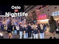 Oslo nightlife 4k  slippery norway virtual walk