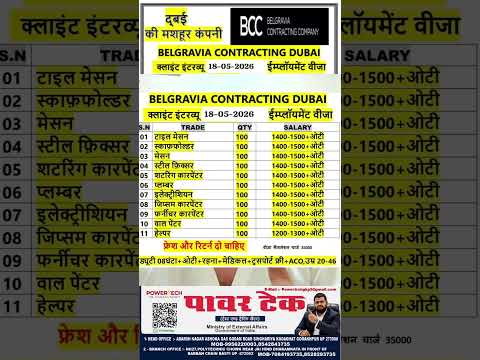 BCC Dubai Job Interview 18-05-2026 | Belgravia Contracting Dubai #Belgravia #Bcc company Dubai