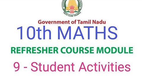 10th Maths Refresher Course | Lesson 9 | Students Activities Answer Key