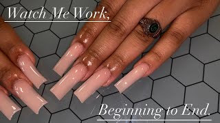 FULL ACRYLIC PROCESS BEGINNING TO END| HOW TO DO ACRYLIC NAILS| WATCH ME WORK