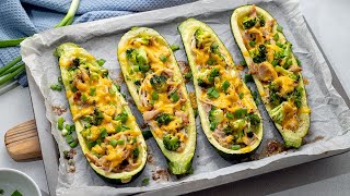 Low-Carb Stuffed Zucchini Boat Recipe [Broccoli, Chicken & Cheese] by RuledMe 2,858 views 3 months ago 2 minutes, 18 seconds