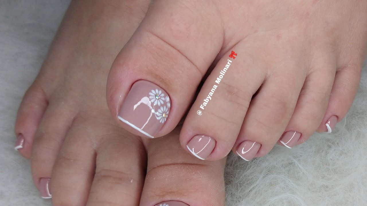 unhas decoradas dos pés - cor linda e meiga , com francesinha 💞💞💞💞💞
