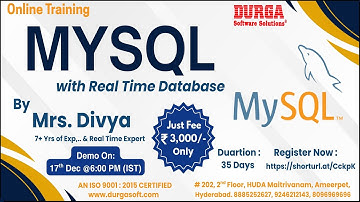 MYSQL with Real Time DataBase Online Training @ DURGASOFT