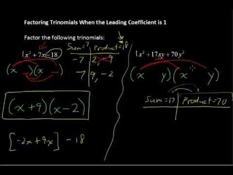 Factoring Trinomials When the Leading Coefficient is 1 - Algebra Tips