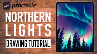 Northern Lights Drawing - PROCREATE Painting Tutorial for Beginners screenshot 2