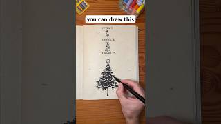 Level up your Christmas cards! 🎄Draw a Christmas tree in 3 easy levels. #christmastree #howtodraw